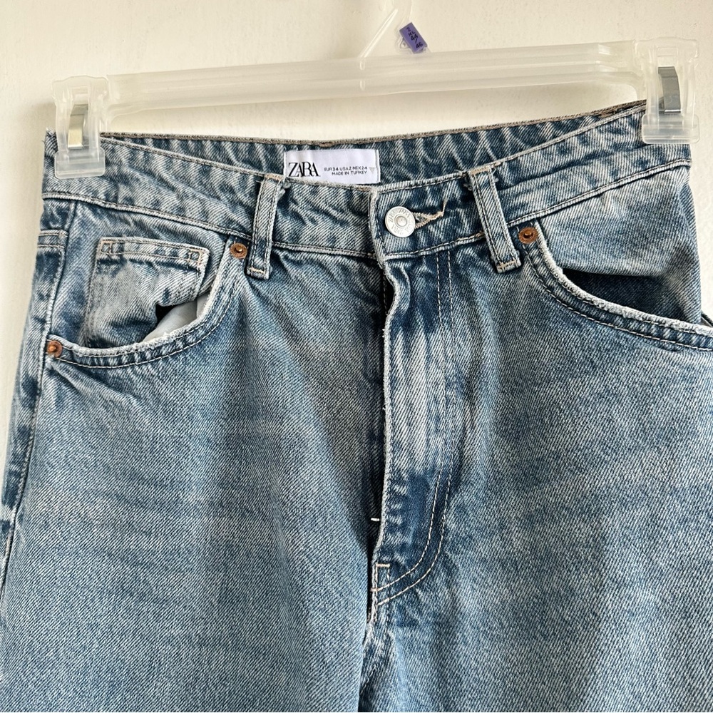 ZARA Rare Utility Cargo Jeans | Wide-Leg w/ Strap & Ring Details Size 2 - Picture 5 of 14